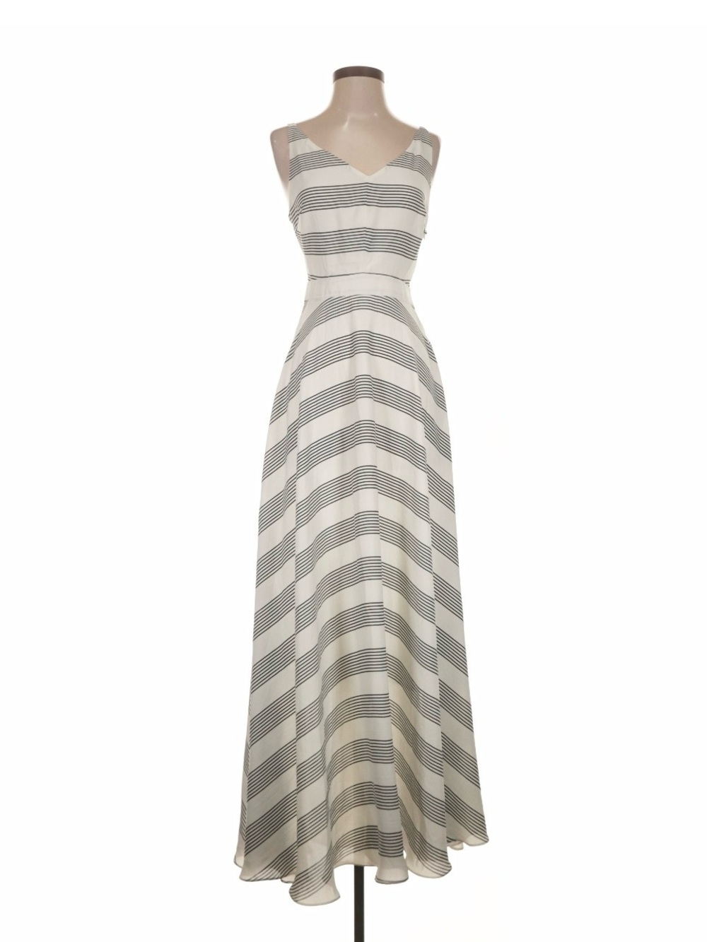 Lucy Paris Sleeveless Striped Maxi Dress - White & Gray